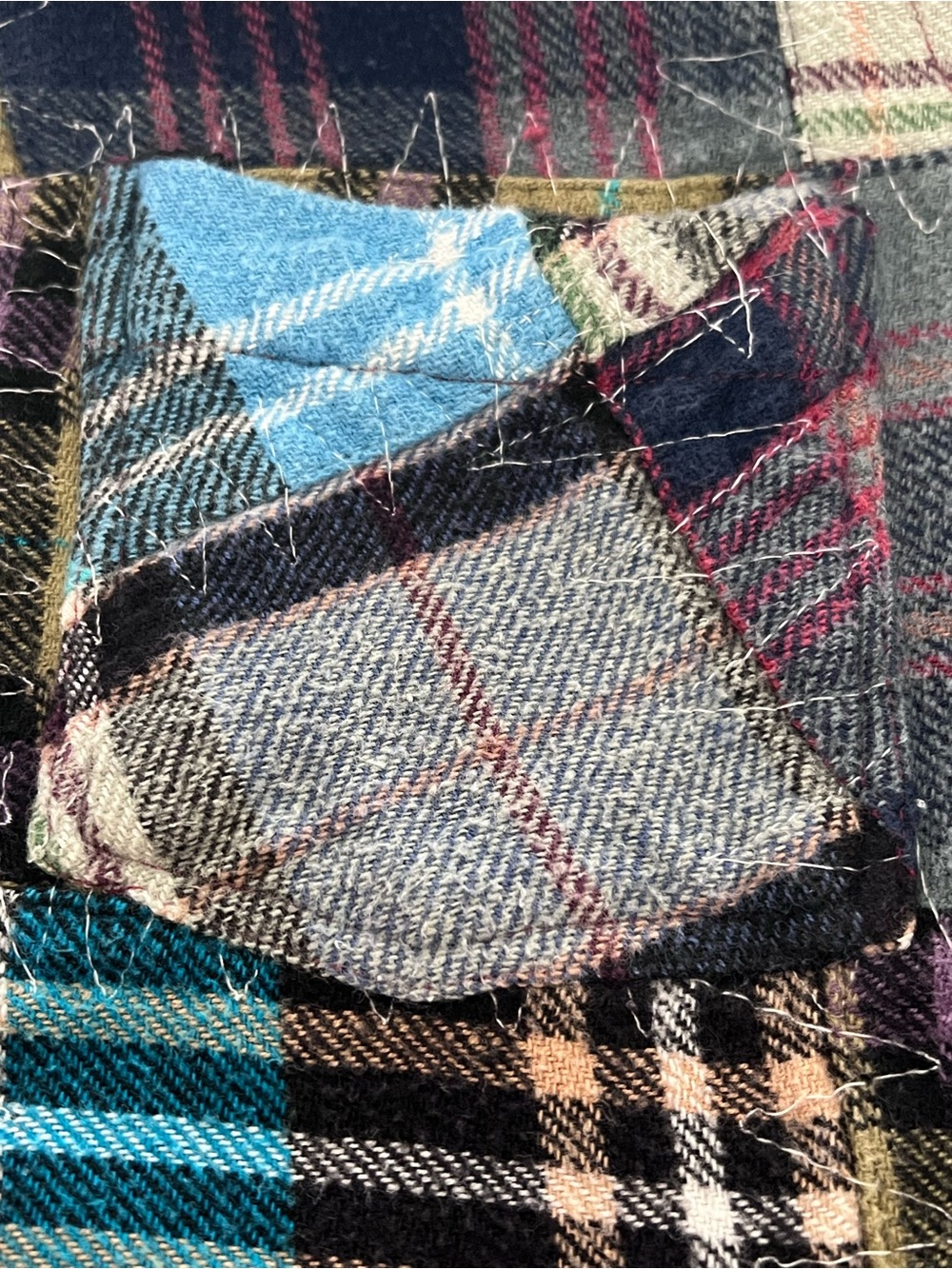 We The Free Flannel Patchwork Shirt XS Lost in Plaid Crochet Grunge Boho Frayed - Picture 9 of 16